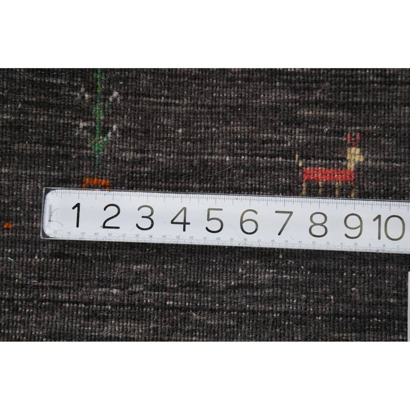 Animals Tribal Gabbeh Indian Area Rug Hand-Knotted Wool Carpet - 5'7"x 7'8"