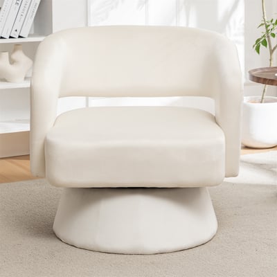 360 Degree Swivel Barrel Velvet Accent Armchair