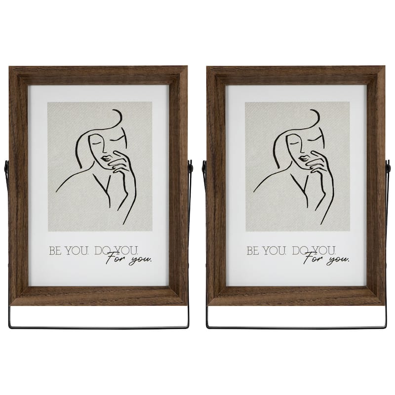 Wooden Photo Frames with Display Stand for 5" x 7" Photo - Dark Brown - Set of 2