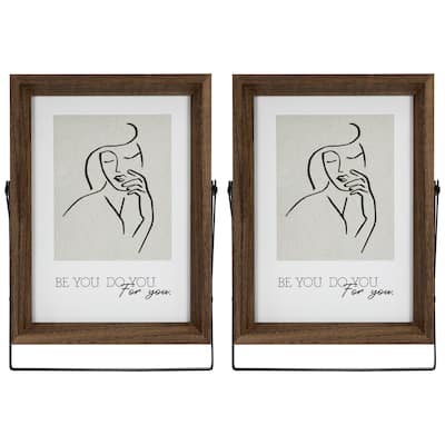 Wooden Photo Frames with Display Stand for 5" x 7" Photo - Dark Brown - Set of 2
