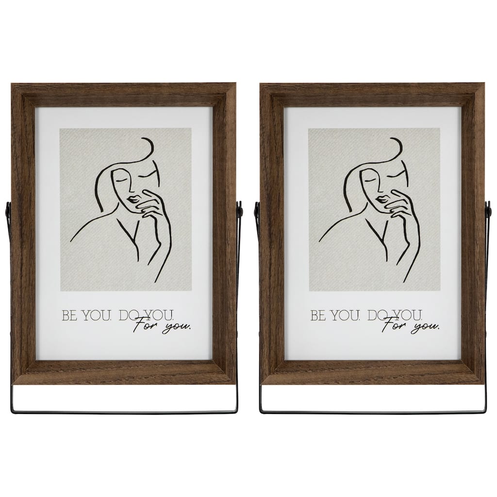Wooden Photo Frames with Display Stand for 5" x 7" Photo - Dark Brown - Set of 2