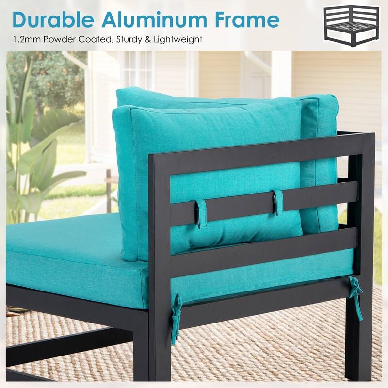 FINCATI Aluminum Outdoor Patio Furniture Conversation Sectional Sofa Set