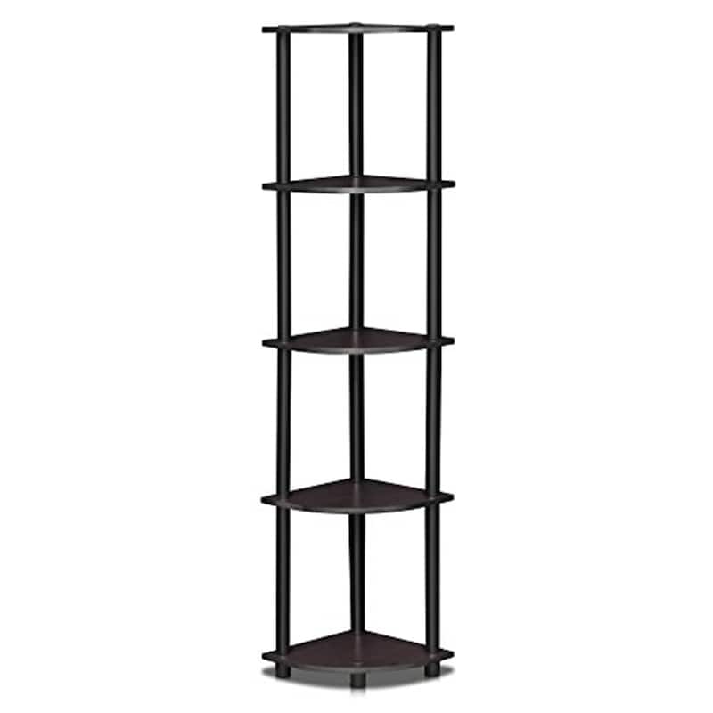 5 Tiers Wood Household Shelving Unit in Dark Walnut (11.6 in. W x 57.7 in. H x 11.6 in. D)