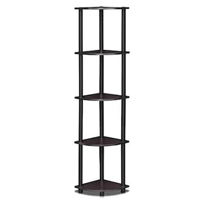 5 Tiers Wood Household Shelving Unit in Dark Walnut (11.6 in. W x 57.7 in. H x 11.6 in. D)