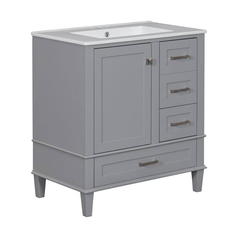 30" Bathroom Vanity With Sink, Solid Wood Bathroom Storage Cabinet