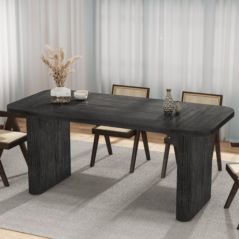 62'' Rectangular Dining Table for 4-6, Wooden Dinner Tables for Kitchen