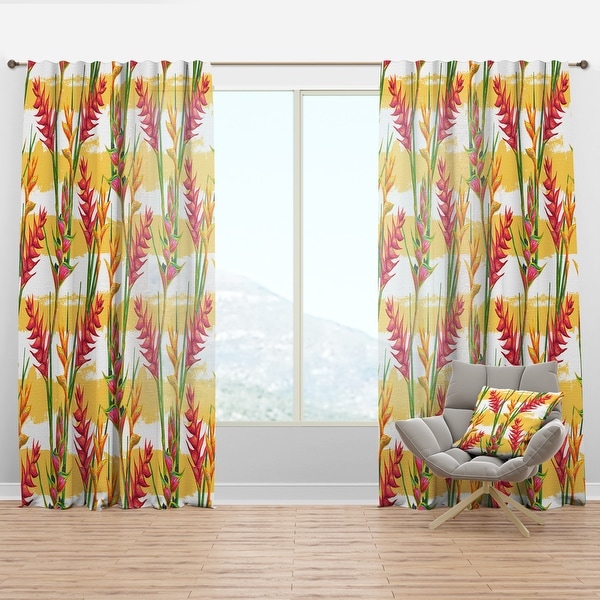 Designart 'Summer Jungle Pattern with Tropical Flowers Heliconia' Tropical Curtain Panel. Opens flyout.
