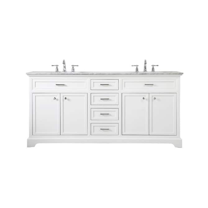 Elegant Lighting VF15072D Americana 72" Free Standing Double Basin - White - Painted