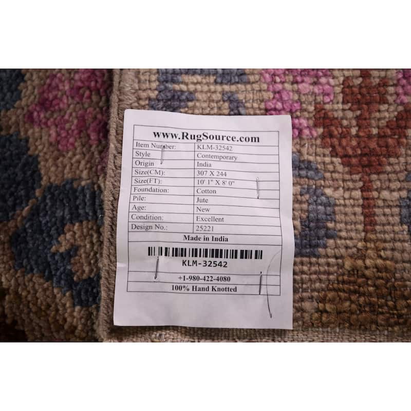 All-Over Handmade Contemporary Indian Area Rug Oriental Jute Carpet - 8'0" X 10'1"