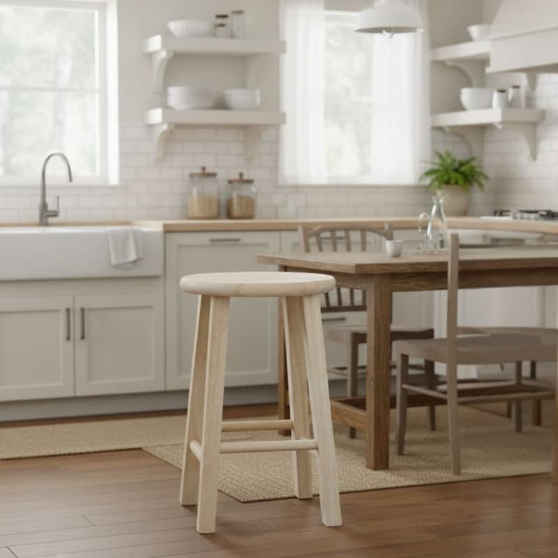 International Concepts Unfinished Round Top Stool
