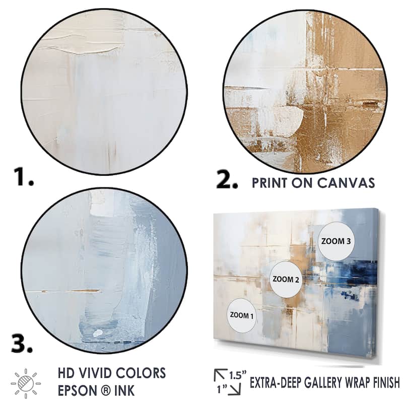 Designart "White And Blue Paint Fusion" Abstract Painting Framed Wall Art Prints