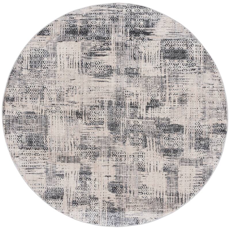 SAFAVIEH Whisper Lela Modern Abstract Rug - 6'7" Round - Grey/Light Grey