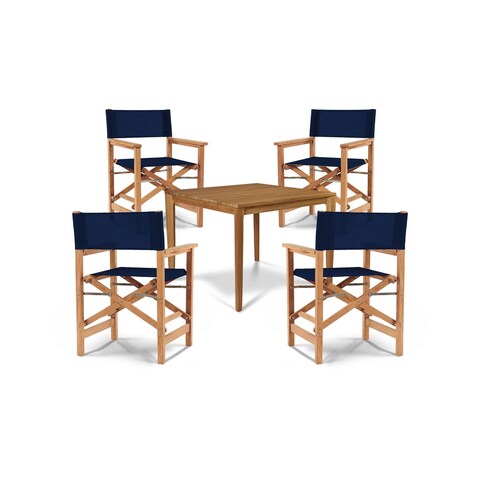Cateline 5-Piece Square Teak Outdoor Dining Set