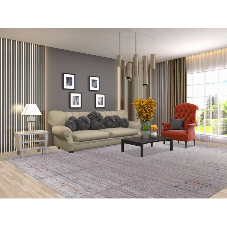 Gray Gabbeh Indian Area Rug Handmade Bedroom Wool Carpet - 9'0" x 12'0"