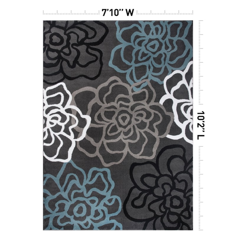 World Rug Gallery Contemporary Modern Floral Flowers Area Rug
