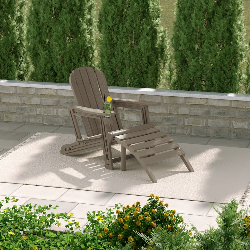 Polytrends Coastline Outdoor Poly Adirondack Chair with Ottoman