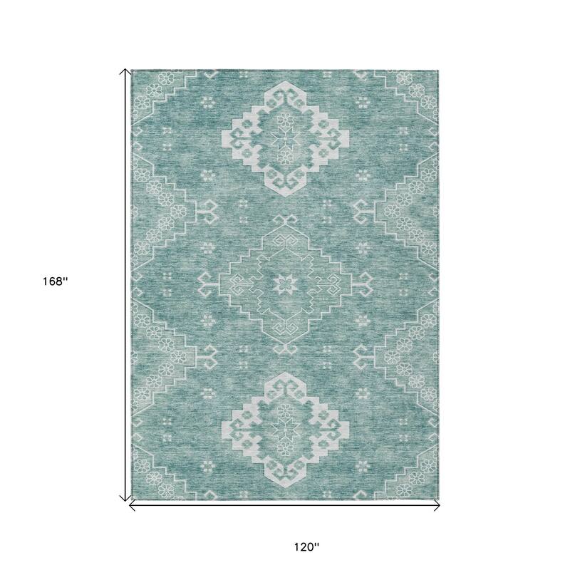 HomeRoots Medallion Traditional Rectangle Outdoor Rug