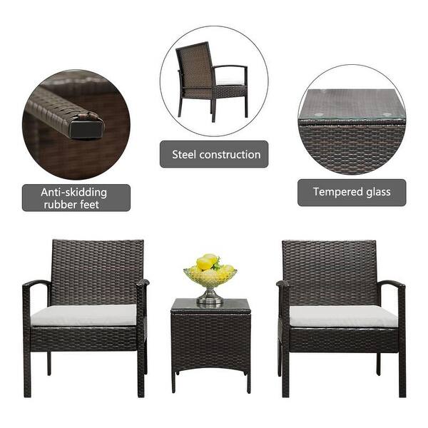 Amelia Patio Porch Bistro Set Pe Rattan Chairs With Cushions By Havenside Home Overstock 28269013