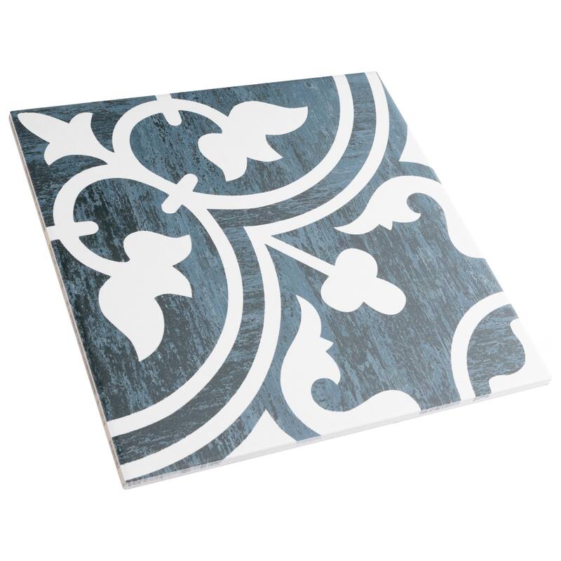 Merola Tile Cassis Arte Black Night 9-3/4" x 9-3/4" Porcelain Floor and Wall Tile