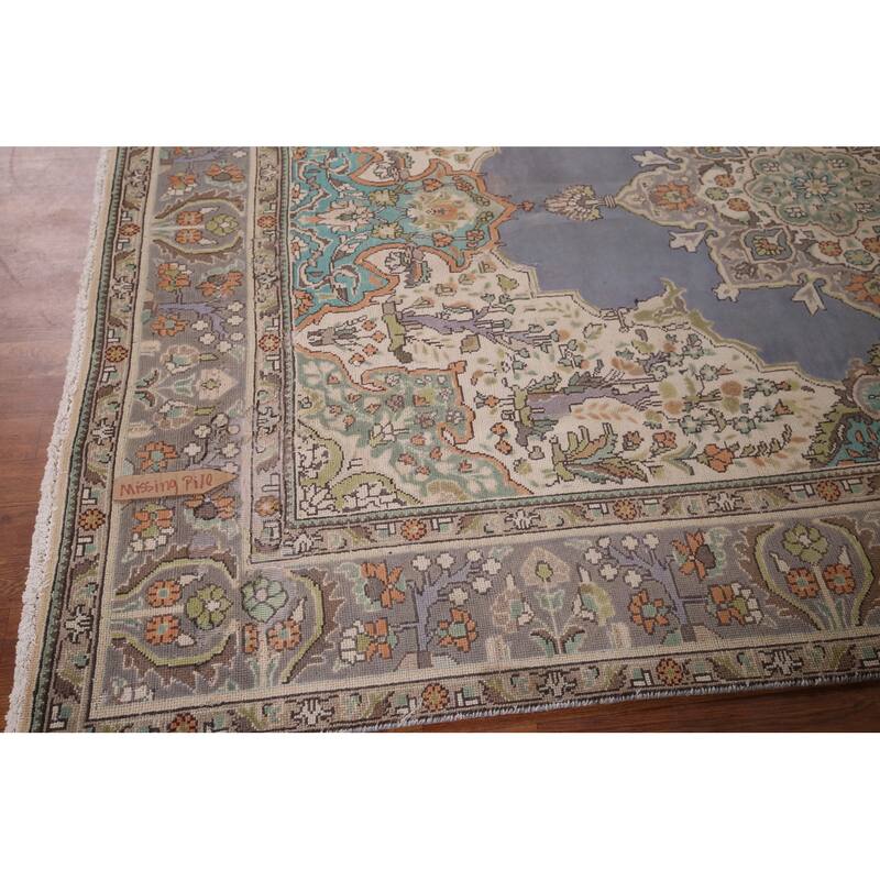Geometric Tabriz Vintage Persian Area Rug Hand-Knotted Wool Carpet - 6'5" x 9'7"