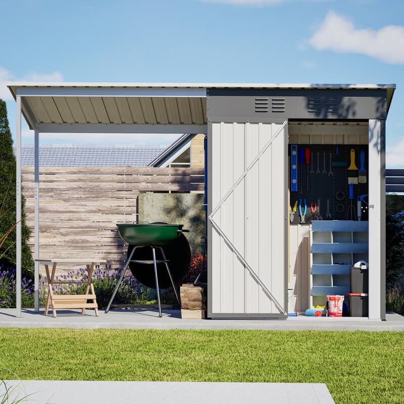 GDFStudio - Lucas All-Weather Outdoor Heavy Duty Metal Storage Shed with Robust Construction and Easy Assembly