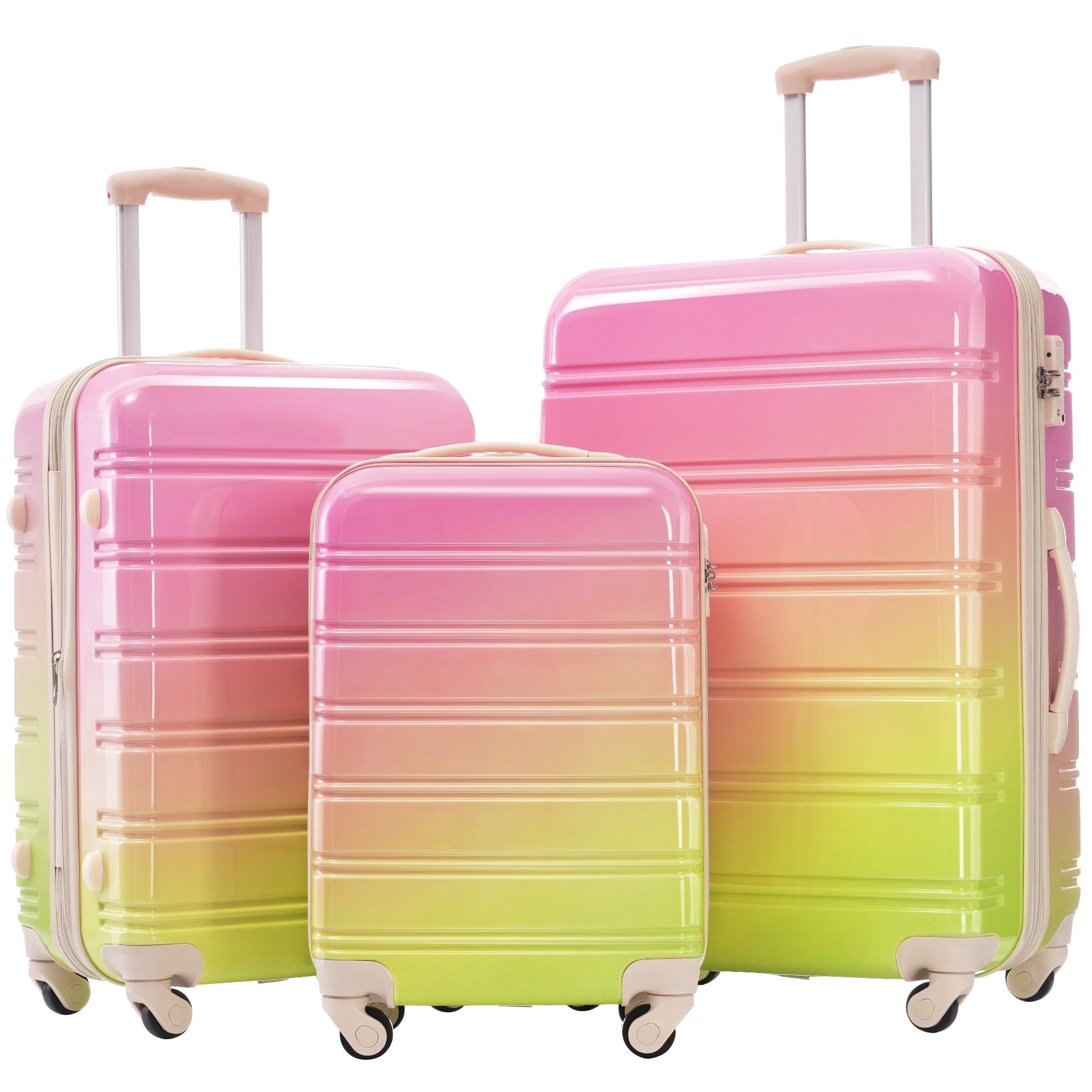 Hardshell Luggage Sets 3 Piece Gradient Color Expandable Suitcase with Spinner Wheels and Lightweight 20" 24" 28" Available