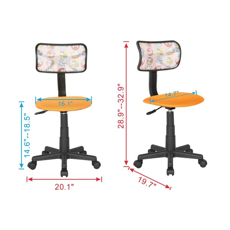 JJS Kids' Height-adjustable Mesh-back Rolling Swivel Task Chair