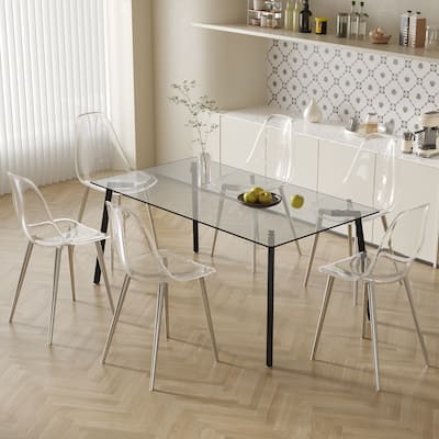 Modern Kitchen Transparency Dining Room Chairs Set of 6