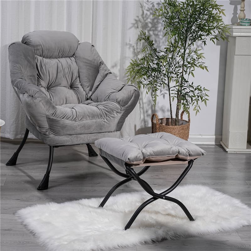 Modern Steel Frame Leisure Sofa Chair with Armrests and A Side Pocket