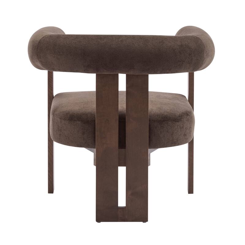 Roomfitters Modern Upholstered Round Arm Accent Chair with Wood Frame,