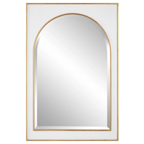 slide 2 of 7, Uttermost Crisanta Gloss White Arch Mirror - 25 W X 37.5 H X 2 D (in)