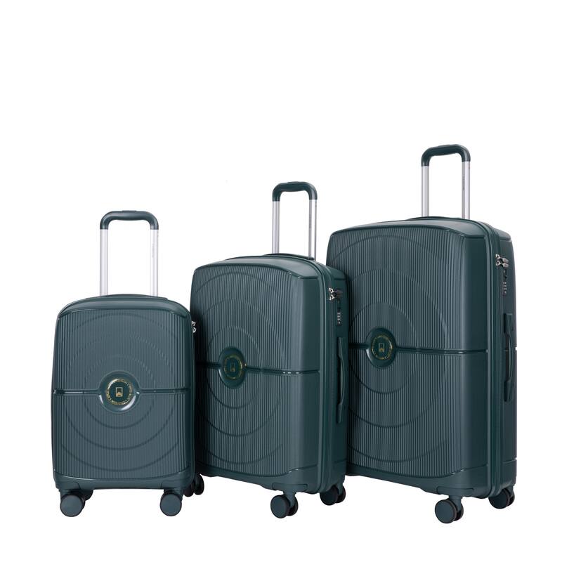 3-Piece, Luggage Sets, Hard-Shell Luggage with 2 Swivel Wheels and TSA Lock, for Boarding Travel, Green