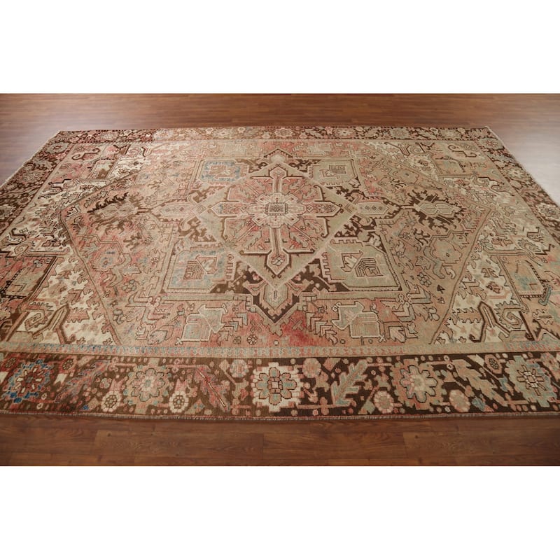 Tribal Heriz Persian Vintage Area Rug Hand-Knotted Wool Carpet - 8'0"x 11'4"