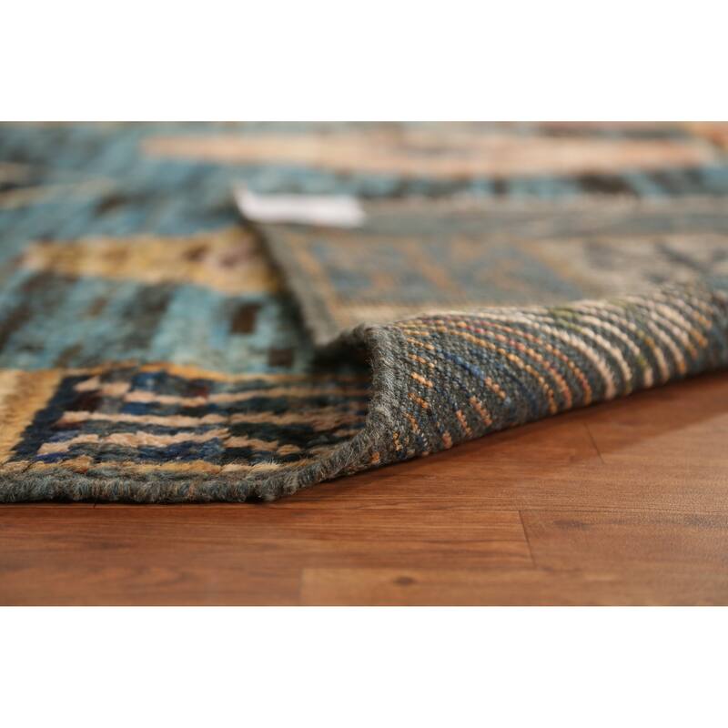 Blue Moroccan Oriental Area Rug Handmade Wool Carpet - 6'8" x 9'7"