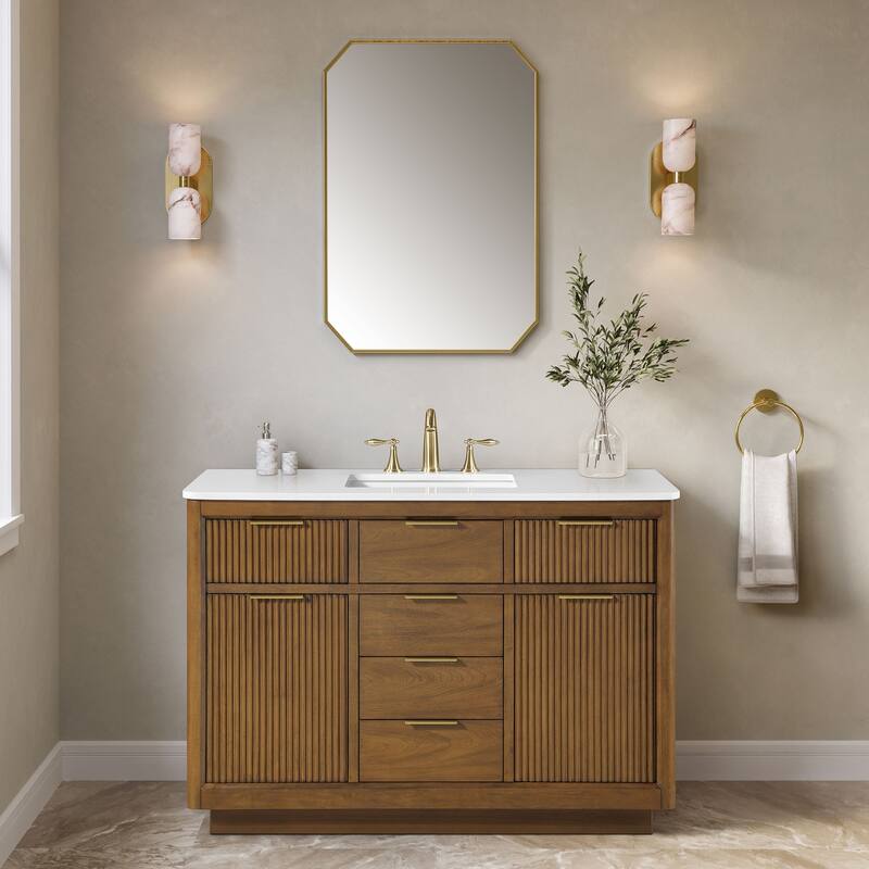 OVE Xander Bathroom Vanity with White Engineered Stone Top
