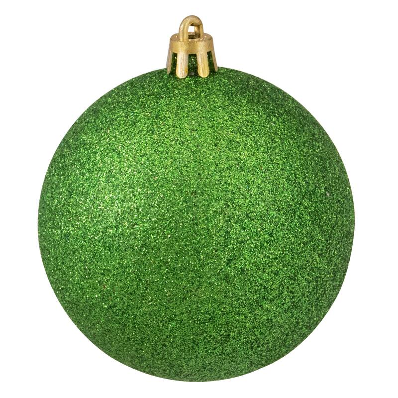 32ct Xmas Green Shatterproof 4-Finish Christmas Ball Ornaments 3.25"