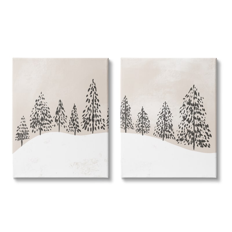 Stupell Winter Trees Abstract Snowy Landscape Beige White 2pc Multi Piece Canvas Wall Art Set