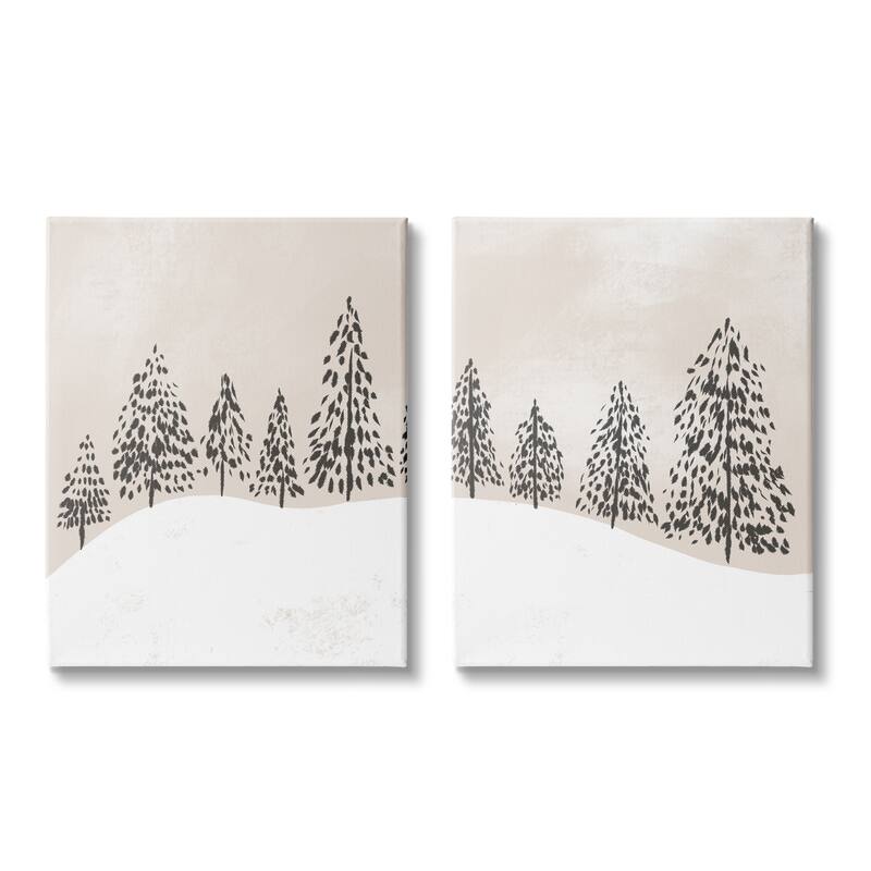 Stupell Winter Trees Abstract Snowy Landscape Beige White 2pc Multi Piece Canvas Wall Art Set