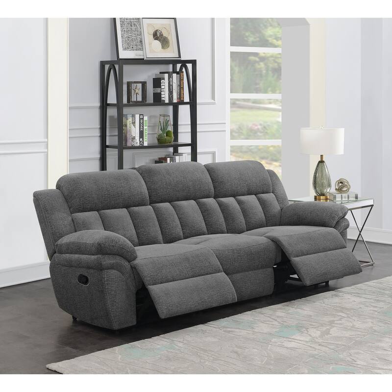 Bahrain Transitional Fabric Upholstered Tufted Back Power Sofa Charcoal