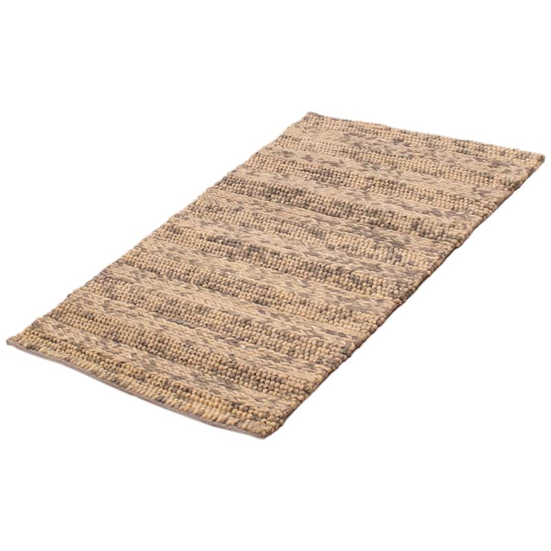 ECARPETGALLERY Braid weave Sienna Grey Wool Rug - 3'3 x 5'1
