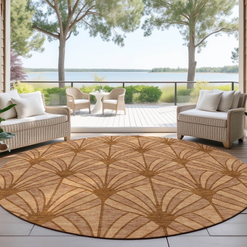 Machine Washable Indoor/ Outdoor Casual Kim Chantille Rug - Paprika - 8' x 8'