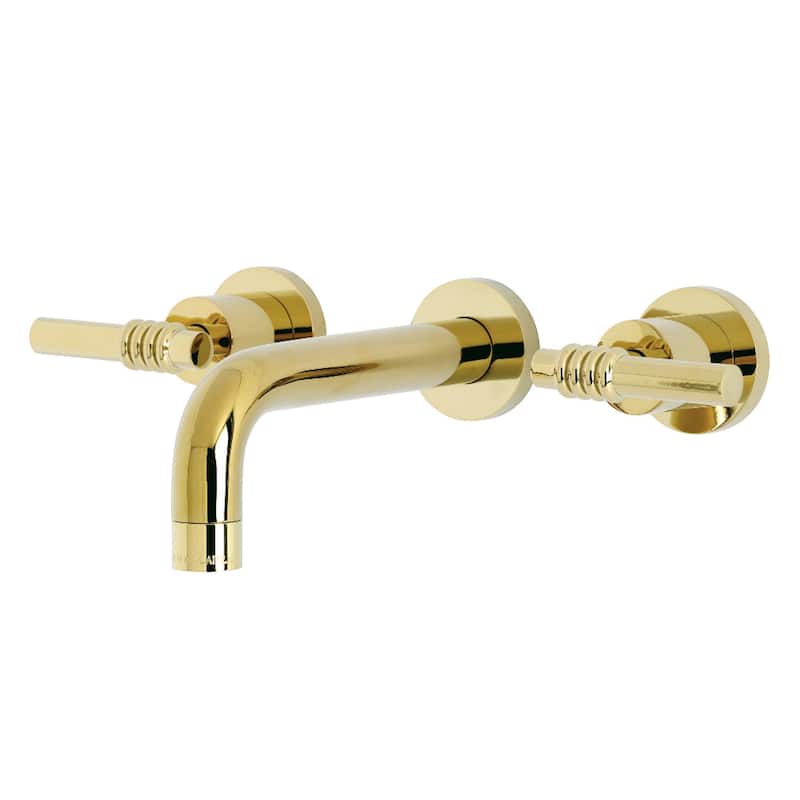 Milano Two-Handle 3-Hole Wall Mount Bathroom Faucet - Polished Brass