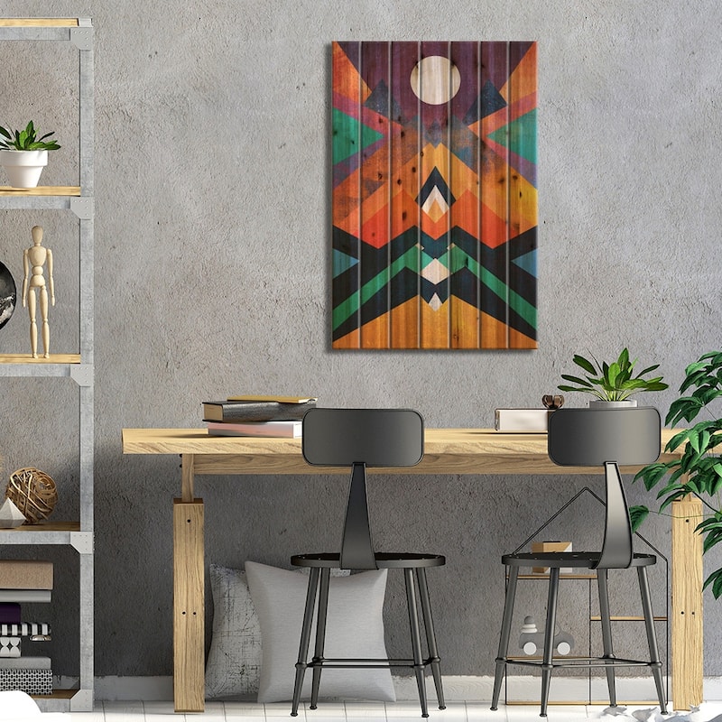 Full Moon Print On Wood by Elisabeth Fredriksson - Multi-Color