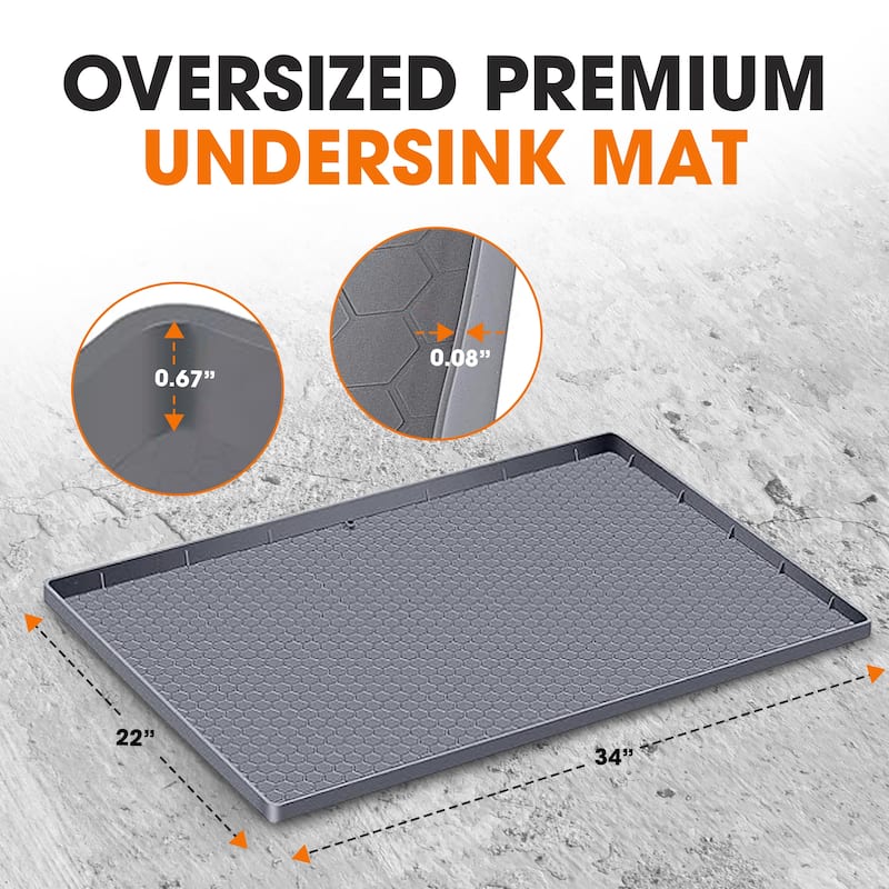 Cheer Collection Waterproof Silicone Under Sink Mat with Raised Edges
