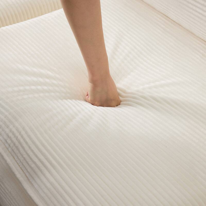 U-Shaped Modular Sectional Sofa with 2 Ottomans, Oversized Corduroy Upholstered Cloud Sofa, 4-Seater Sofa with 2 Throw Pillows