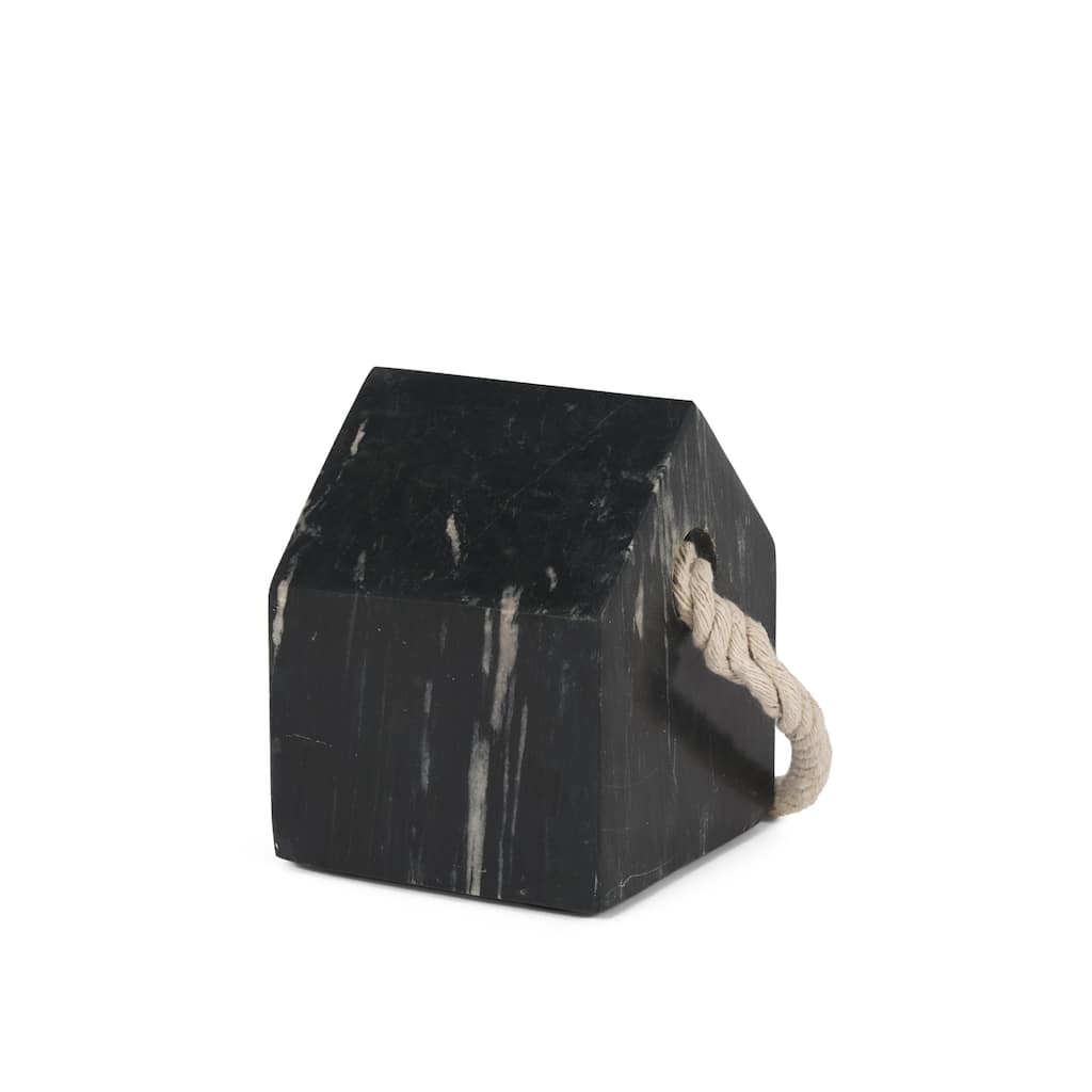Raena Black Marble House Door Stopper - 4.0L x 4.0W x 4.8H