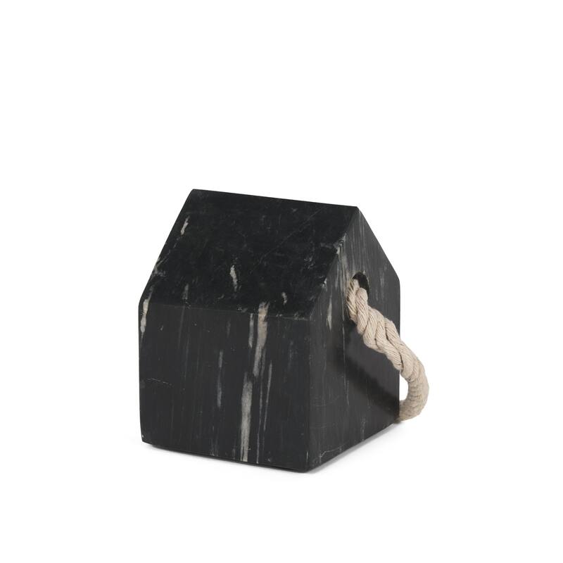 Raena Black Marble House Door Stopper - 4.0L x 4.0W x 4.8H