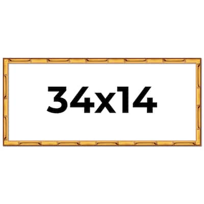 34x14 Frame Gold Bamboo Picture Frame Modern Photo Frame Includes UV Acrylic Shatter Guard Front Acid Free Foam Backing Board