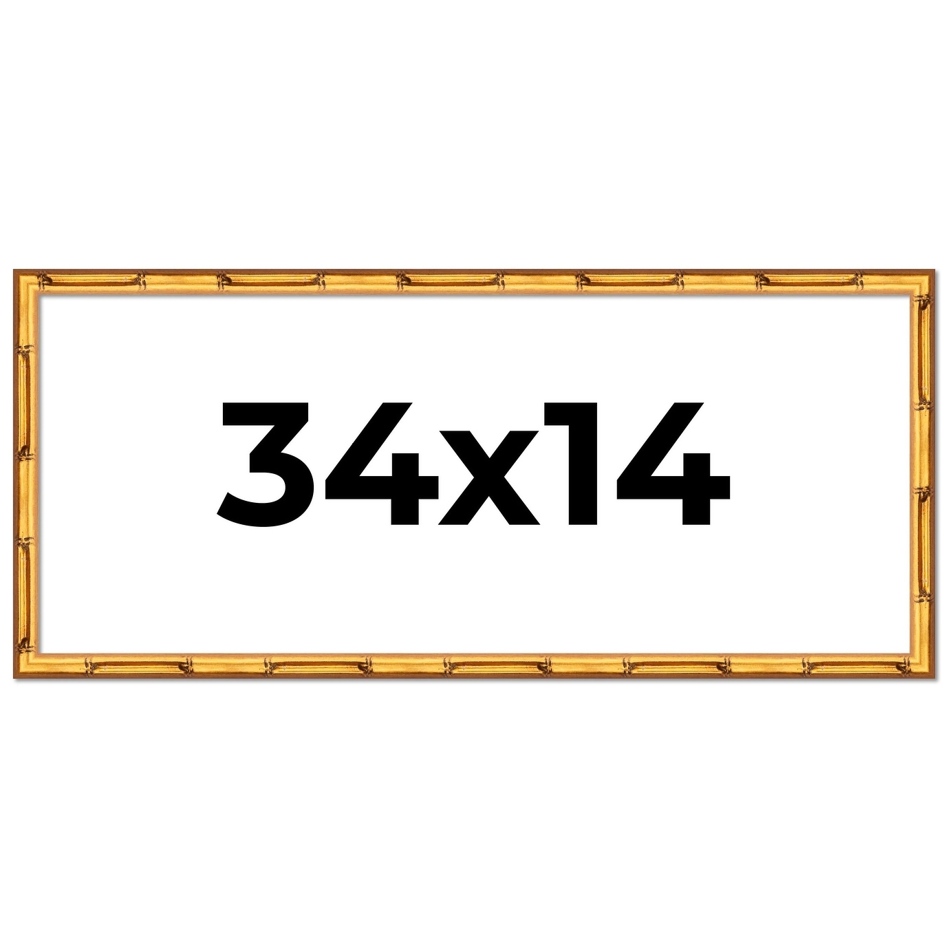 34x14 Frame Gold Bamboo Solid Wood Picture Frame | 1 Inch Moulding