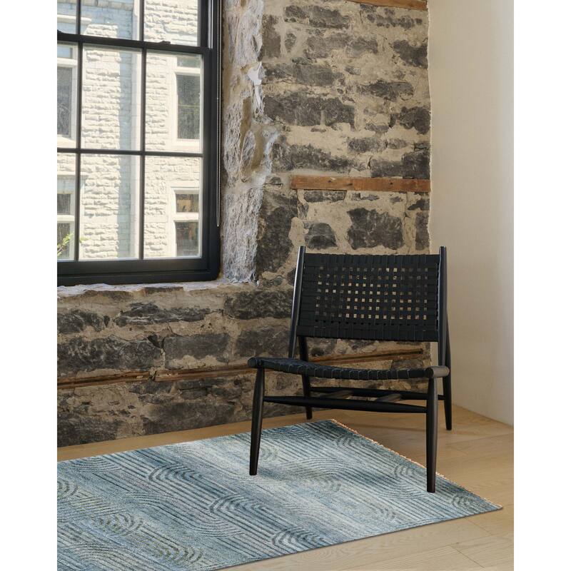 ECARPETGALLERY Hand-knotted Peshawar Ziegler Light Blue Wool Rug - 4'10 x 6'8